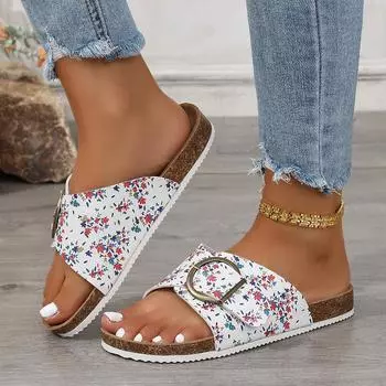 Женские тапочки 2024 Новые летние пляжные сандалии с открытым носком на плоской подошве Удобная модная повседневная обувь для женщин Шлепанцы для женщин 36 чёрный