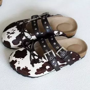 Женские тапочки Baotou, осенние, новые, с круглым носком, с неглубоким носком, с пряжкой на ремне и бабочкой, с мягкой подошвой 35 чёрный