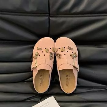 Женские тапочки Boken на толстой подошве, весна-осень 2025, повседневные туфли с одной педалью Muller bag head, женские туфли из ткани, перетаскивание 35 хаки