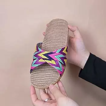 Женские тапочки больших размеров 35-45, сандалии на плоской подошве, легкие льняные повседневные летние тапочки, женские домашние тапочки 35-36 красный