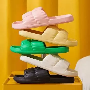 Женские тапочки Cloud с мягкой подошвой на толстой платформе, летние пляжные сандалии и шлепанцы Eva в корейском стиле для дома 36-37 белый