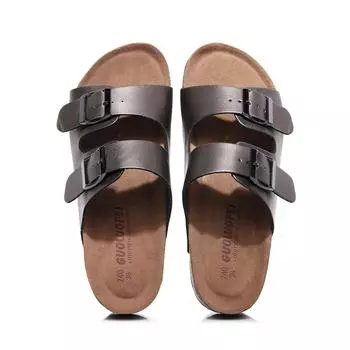 Женские тапочки Cork Footbed Sandal 2 Strap Цвет шампанского Роскошные уличные модные сандалии больших размеров для дизайнеров 36