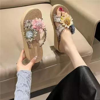 Женские тапочки, детские шлепанцы, сандалии с цветами на пляже, женская обувь, распродажа, лучшие модели, нормальный уникальный новый стиль, коллекция 35