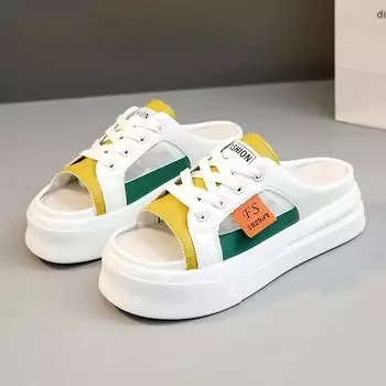 Женские тапочки, дизайнерские универсальные женские сандалии, легкие, удобные, полутапочки Baotou, белые, повседневные туфли, платье Zapatillas 35