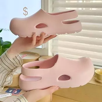 Женские тапочки для холодной погоды с носками, противоскользящие и с симпатичной толстой подошвой, подходят для летней пляжной одежды 36-37 чёрный