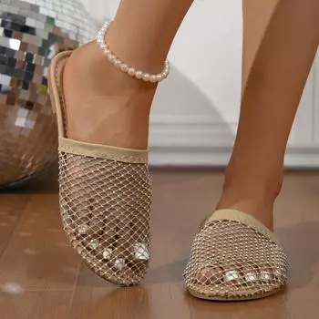 Женские тапочки Дышащая обувь Сетчатые плоские пляжные тапочки для лета 35 коричневый