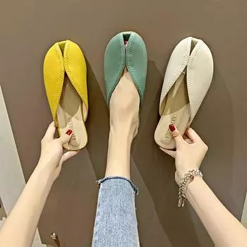 Женские тапочки и сандалии Мюли Шлепанцы на плоской подошве Зеленые уличные туфли Лето 2024 Обувь W Vip Trend Shoes по акции Я предлагаю FB 35