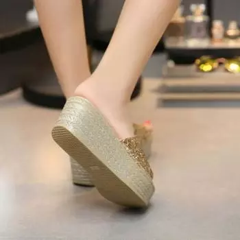 Женские тапочки и сандалии женские высокие шлепанцы нескользящая обувь летняя обувь корейский стиль новинки но дешево по акции 39 34