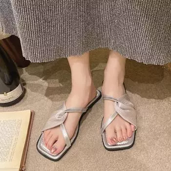 Женские тапочки из бархатной ткани с открытым носком, лоскутные, летние, новые, модные, для отдыха на природе, женская обувь для свиданий 38