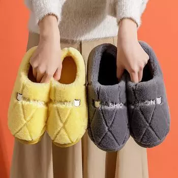 Женские тапочки из хлопка, зимние туфли из бархата на толстой подошве с каблуком, женская домашняя обувь, теплая обувь, зимние парные тапочки из хлопка 36