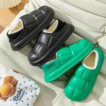 «Женские тапочки из хлопкового бархата EVA — осень/зима, для дома и улицы, плюшевая подошва» 38-39 (size runs small by 1-2)