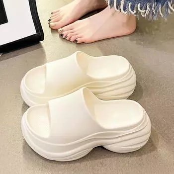 Женские тапочки из ЭВА, без застежек, с утолщенной подошвой, удобные дышащие тапочки для дома и улицы 36-37 чёрный