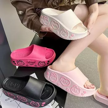 Женские тапочки из ЭВА на толстой подошве — милые, увеличивающие рост летние пляжные шлепанцы 38-39 розовый