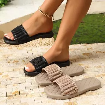 Женские тапочки, летние модные сандалии на плоской подошве, коричневые повседневные тапочки с открытым носком, нескользящие, для отдыха на пляже, на платформе, для дома, для женщин 37 верблюд