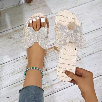 Женские тапочки Летние модные удобные сандалии Пляжные тапочки в стиле бохо Crystal Rome Дизайнерская обувь для женщин Шлепанцы женские 36 бежевый