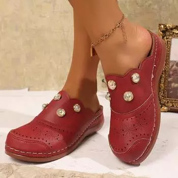 Женские тапочки, летние, новые, кристально-жемчужные, кожаные туфли на толстой подошве, модные, для отдыха на открытом воздухе, для банкета, пляжа, шлепанцы для женщин 36