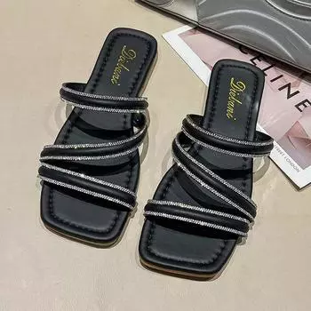 Женские тапочки, летние новые модные Лидер продаж, женские тапочки с открытым носком, женские тапочки на плоской подошве, Zapatos De Mujer 35