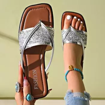 Женские тапочки, летние новые плоские пляжные сандалии, дизайнерская обувь для отдыха на природе, повседневные тапочки без застежек, удобные шлепанцы, женские шлепанцы 35