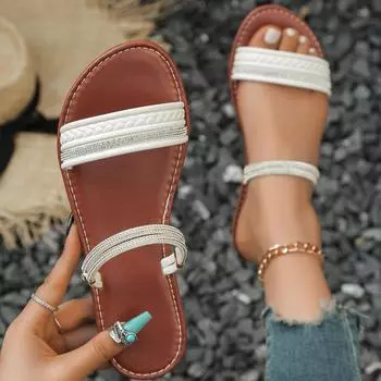 Женские тапочки, летние однотонные сандалии на плоской подошве, открытые тапочки для улицы, новые пляжные туфли, большие размеры, женские шлепанцы Zapatos De Mujer 36 белый