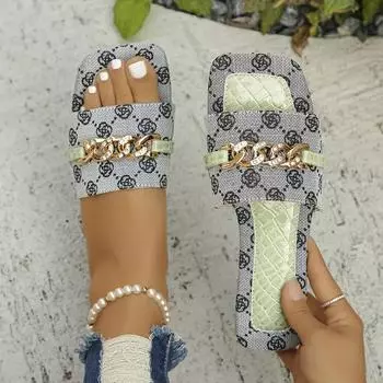 Женские тапочки, летние плоские роскошные пляжные сандалии, шлепанцы, женские трендовые брендовые дизайнерские тапочки, большие размеры, женские шлепанцы 36 чёрный