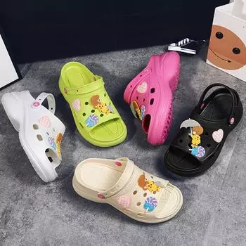 Женские тапочки, летние сандалии для увеличения склонов и холмов в саду, сандалии на платформе, шлепанцы 36 чёрный