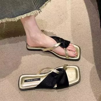 Женские тапочки летние туфли на плоской подошве женские модные низкие тапочки 2024 резиновые базовые низкие тапочки на плоской подошве повседневные удобные модные 35 серебряный