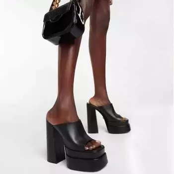 Женские тапочки, летние туфли на высоком каблуке с квадратным носком и платформой, женские модные тапочки, женские сандалии с толстой подошвой, новые 35 белый