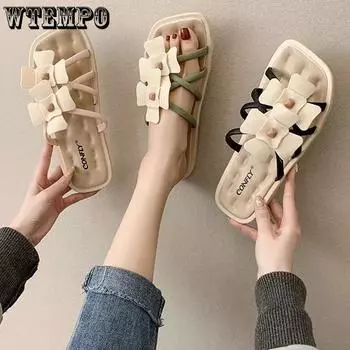 Женские тапочки, летние женские наружные противоскользящие тапочки с мягкой подошвой, домашние повседневные универсальные пляжные тапочки с римскими цветами