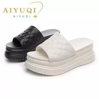 Женские тапочки, летние женские тапочки на высоком каблуке и платформе, модные уличные сандалии, женские корейские модные тапочки, женские тапочки 33