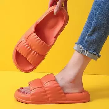 Женские тапочки, летняя домашняя и уличная одежда, мужские сандалии из ЭВА на толстой подошве, домашние бытовые тапочки для ванной комнаты 44-45 чёрный