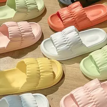 Женские тапочки, летняя домашняя и уличная одежда, мужские сандалии из ЭВА на толстой подошве, домашние бытовые тапочки для ванной комнаты 40-41 чёрный