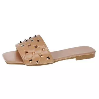 Женские тапочки, летняя коллекция 2024 года, легкая женская одежда из искусственной кожи, шлепанцы с ленивыми босоножками для вечеринок и пляжной обувью 39 чёрный