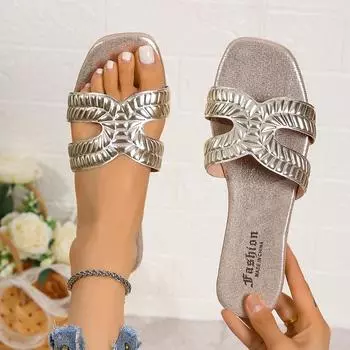 Женские тапочки, летняя мода, новые сексуальные повседневные туфли, удобные однотонные сандалии, квадратный носок, плоский каблук, тапочки, шлепанцы для женщин 36