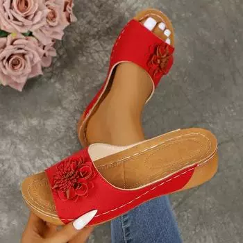 Женские тапочки, летняя обувь в стиле ретро, женские босоножки на танкетке, мягкие тапочки на каблуке для дома и улицы, женские тапочки, сланцы, Zapatos De Mujer 36
