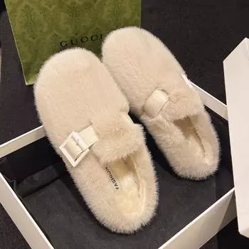 Женские тапочки Mao Mao на толстой подошве 2024 года, новая ретро-мода и удобные повседневные ботинки, обувь Doudou на одной педали Mao Mao Drag Tide 35 чёрный