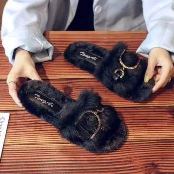 Женские тапочки, модные однотонные пушистые тапочки, повседневные домашние удобные хлопковые туфли, женские плоские плюшевые теплые тапочки для женщин 35 бежевый