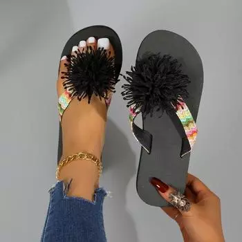 Женские тапочки Модные сандалии на плоской подошве Повседневные тапочки для путешествий Пляжные женские тапочки на плоской подошве Слайд-шоу 37