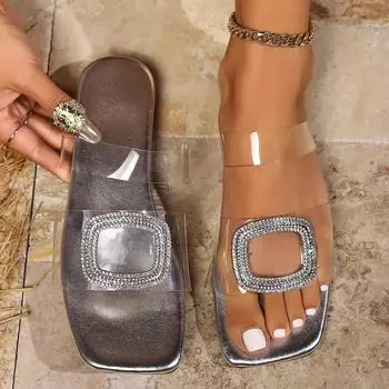Женские тапочки Модный бренд Повседневные женские тапочки Уличные летние сандалии Пляжные удобные туфли на плоской подошве Шлепанцы Женские Zapatos De Mujer 36 серебряный