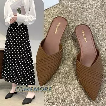 Женские тапочки Мюли Тапочки на высоком каблуке Сандалии Шлепанцы Шлепанцы с острым носком Туфли для вечеринок Женские дизайнерские сандалии Пляжная обувь 36 коричневый