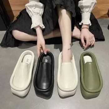 Женские тапочки на платформе, дизайнерские сандалии с мягкой подошвой, новинка, пляжная обувь, лето 2024 года, тапочки, индивидуальные тапочки с носками на платформе 35 чёрный