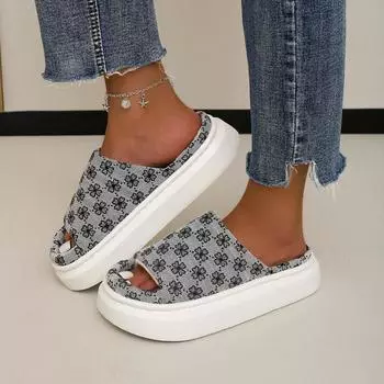 Женские тапочки на платформе, летние новые модные удобные сандалии, легкие уличные пляжные тапочки с неглубокой подошвой, повседневные женские тапочки 36-37 серый