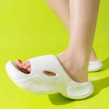 Женские тапочки на платформе, однотонные, однотонные, удобные, с полыми боками, нескользящие, летние пляжные шлепанцы 37 белый