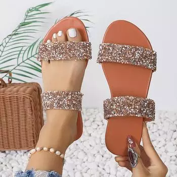 Женские тапочки на плоской подошве 2024 года, новые летние модные сандалии, повседневные легкие тапочки для отдыха на открытом воздухе, пляжная обувь с открытым носком, женские шлепанцы для женщин 36 коричневый