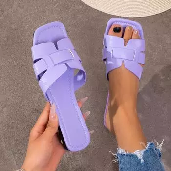 Женские тапочки на плоской подошве, пляжная обувь, домашние сандалии, расстегивающиеся тапочки, парная обувь 37