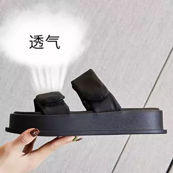 Женские тапочки на плоской подошве с липучкой, лето 2025, новые женские классные повседневные пляжные туфли на платформе, модная женская обувь 35