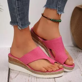 Женские тапочки на танкетке 2025 года, новые летние удобные сандалии на платформе, модные нескользящие тапочки больших размеров, женские тапочки Zapatos De Mujer 36 хаки