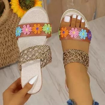 Женские тапочки на танкетке, летние новые модные сандалии, удобные легкие повседневные тапочки для отдыха на пляже, неглубокие женские шлепанцы 36