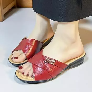 Женские тапочки на танкетке, летняя мода, открытый носок, пляжные шлепанцы с открытой пяткой, женские шлепанцы, сандалии, обувь для женщин 36