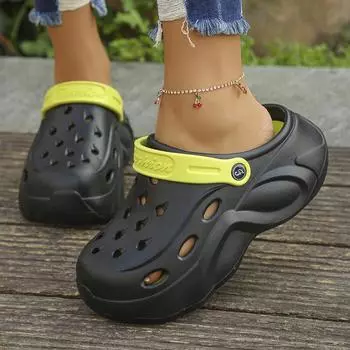 Женские тапочки на танкетке, лето 2024 года, закрытый носок, сандалии на толстой платформе, женские, с выемкой, толстая подошва, нескользящие шлепанцы для женщин 38-39 белый