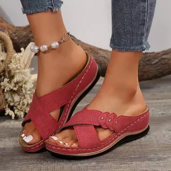 Женские тапочки на танкетке, модные нескользящие сандалии, дизайнерские повседневные удобные тапочки, летние пляжные шлепанцы для женщин, Zapatos De Mujer 36 чёрный